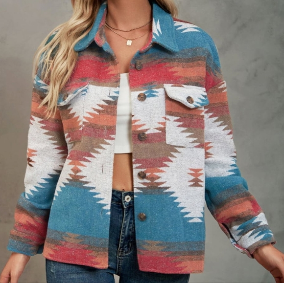 Tribal Treasures Collared Jacket - Blue - Picture 3 of 5